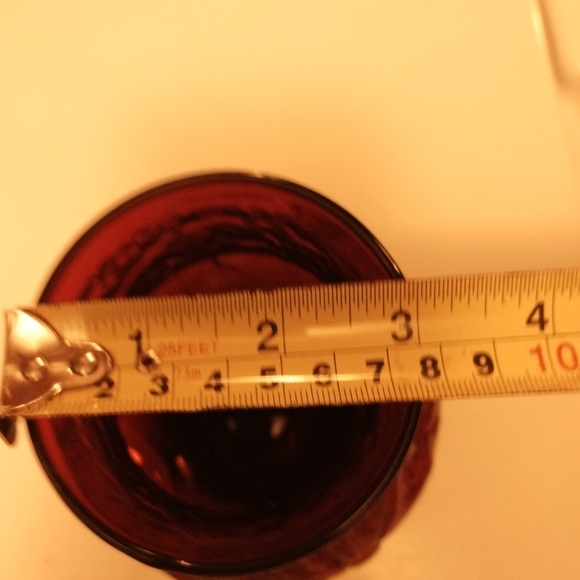 Vintage Anchor Hocking Rainflower pattern, Red Flower Vase or candle holder - Picture 8 of 12